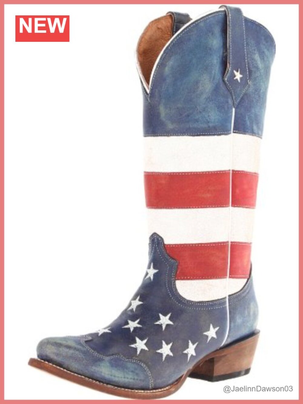 Women's American Flag Boot Leather Mid-Calf